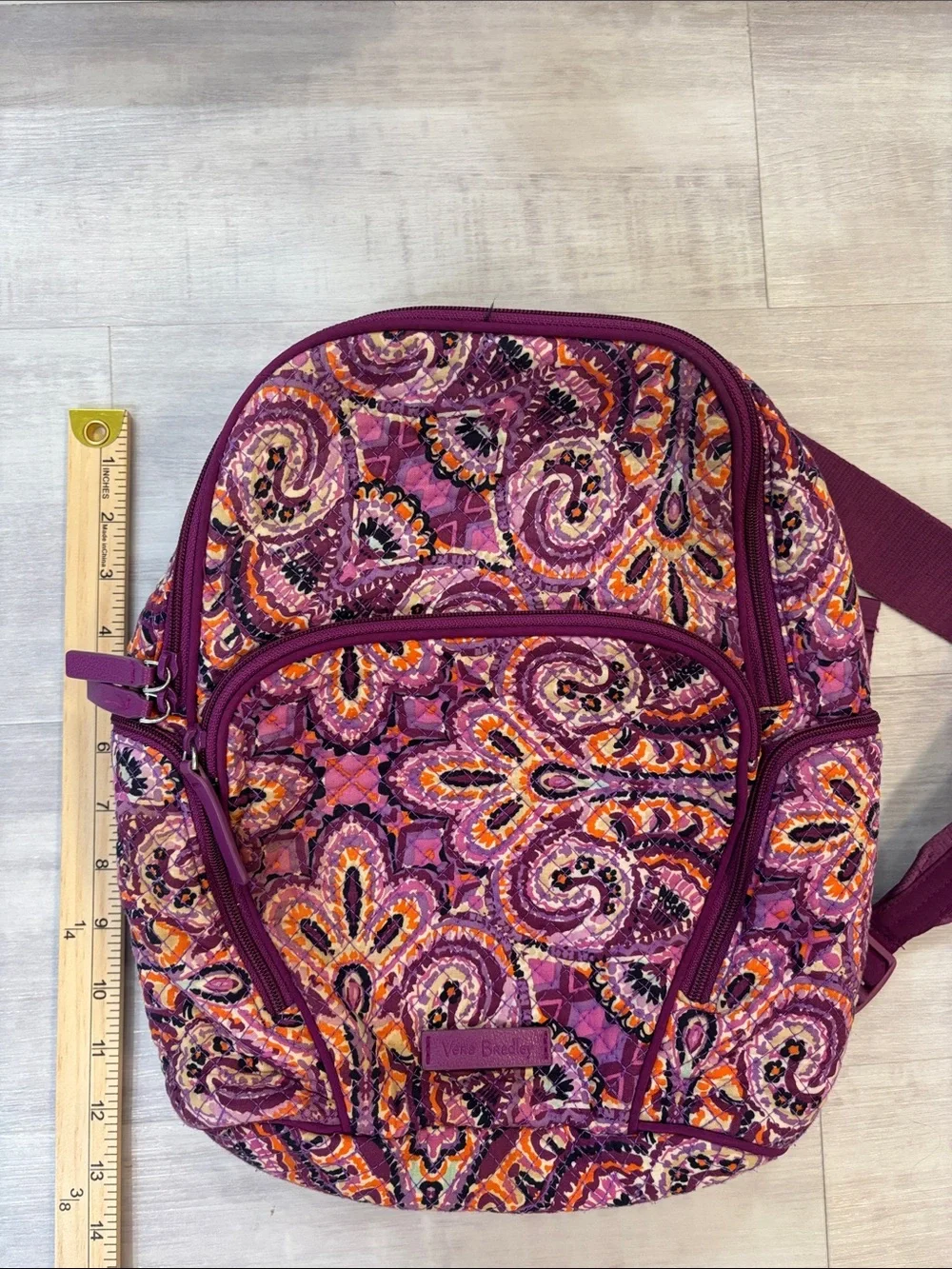 Vera Bradley Quilted Paisley Backpack in Purple, Pink, and Orange